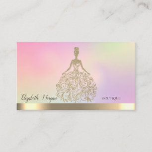 Cartão De Visita Vestido Glitter Dourado Elegante Holográfico