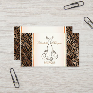 Cartão De Visita Vestido Moderno Elegante com Estampa de Leopardo B