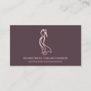 Cartão De Visita Vestido Rosa ouro Seamstress Casamento Tailor