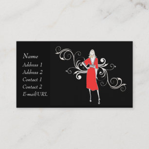 Cartão De Visita Vestido vermelho do vintage - personalize
