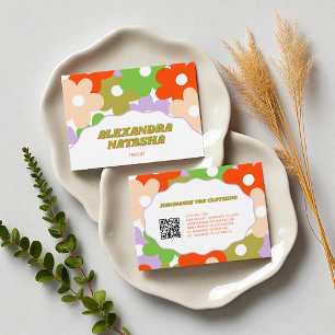 Cartão De Visita Vestuário colorido feito à mão com ventilador Y2K