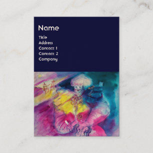 Cartão De Visita VESTUÁRIO COM MONOGRAMA DE OWL E VIOLINA, azul ros