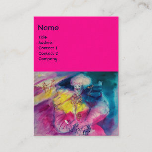 Cartão De Visita VESTUÁRIO COM MONOGRAMA DE OWL E VIOLINA, azul ros