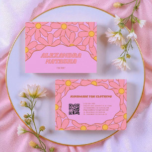 Cartão De Visita Vestuário Púrpura de Flor Y2K, Cor-de-rosa, feito 