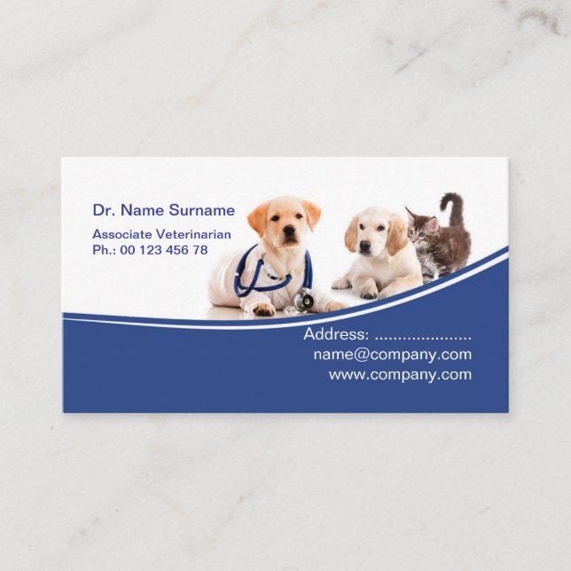 Cartão De Visita Vet Business Card for Veterinary Clinic  (Frente)