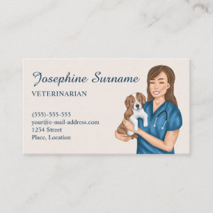 Cartão De Visita Veterinária Médica de Animais de Estimação Vet Men