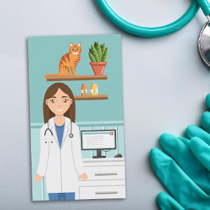 Cartão De Visita Veterinária Mulher Clínica Veterinária Animal de E