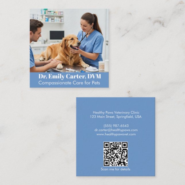 Cartão de visita Veterinária Personalizável - Códi (Frente/Verso)