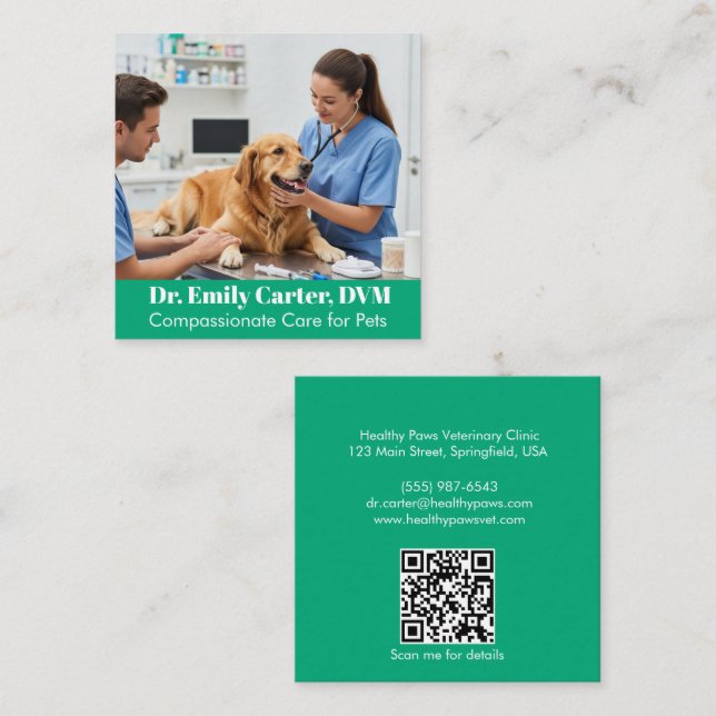 Cartão de visita Veterinária Personalizável - Códi (Frente/Verso)