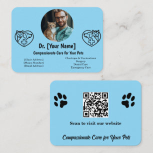 Cartão de visita Veterinária Personalizável com Fo