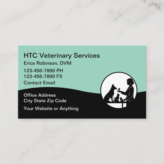 Cartão De Visita Veterinarian Pet Doctor Business Cards (Frente)