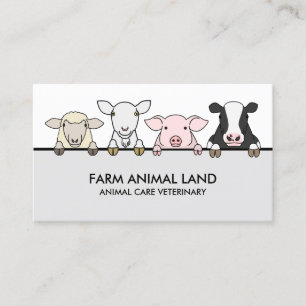 Cartão De Visita Veterinário de Animais de Fazenda Vaca Ovelha Cabr