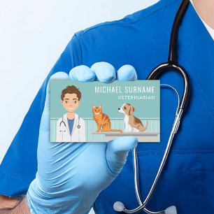 Cartão De Visita Veterinário Médico Vet Homem Pet Animal Doutor