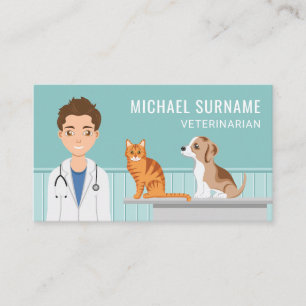 Cartão De Visita Veterinário Médico Vet Homem Pet Animal Doutor