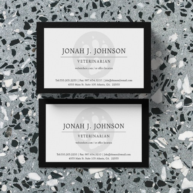 Cartão De Visita Veterinário Professional | Borda Negra-Cachorro (Criador carregado)