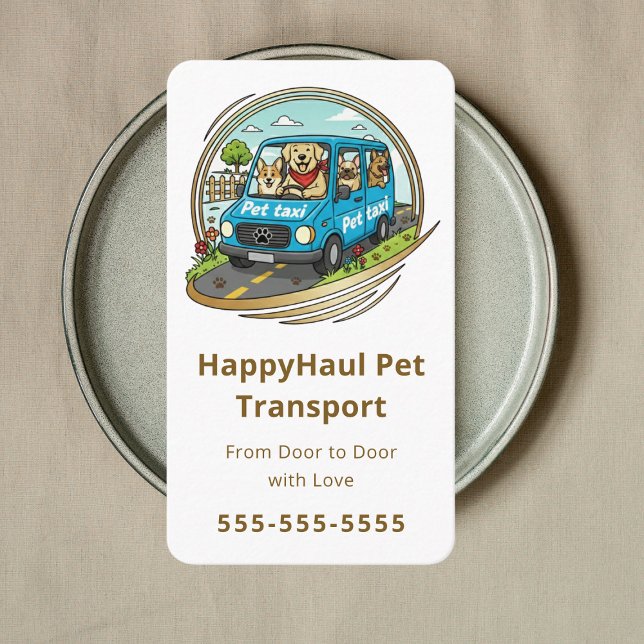 Cartão De Visita Veterinary Transport Service Pet Taxi Chauffeur (Criador carregado)