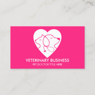 Cartão De Visita Via Veterinária Branca Rosa Pet Médico Animal