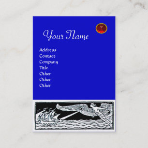 Cartão De Visita VIAGEM ANTIQUE, MONOGRAMA RUBY, azul vermelho