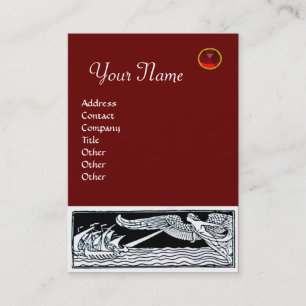 Cartão De Visita VIAGEM ANTIQUE, MONOGRAMA RUBY, vermelho