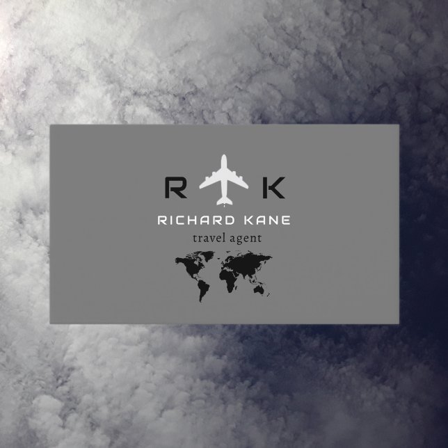 Cartão De Visita Viagem de de turismo cinza (Criador carregado)