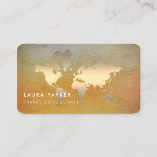 Cartão De Visita Viagem do World Map Agente Watercolor Turismo Dour