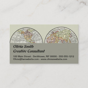 Cartão De Visita Viagem Globe Map Earth 1916 World Atlas