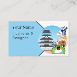 Cartão De Visita Viagem Gourmet Japão com Gato e Sapo