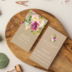 Cartão De Visita Vibrant Bloom Coroa Fluvial Floral Kraft