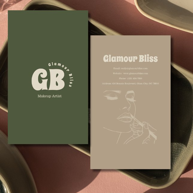 Cartão De Visita Vibrant Green Makeup Artist Salon (Criador carregado)