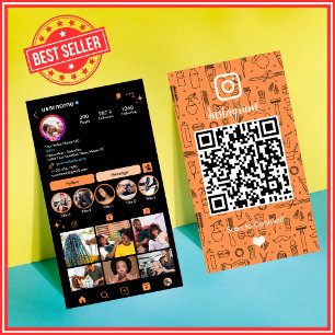 Cartão De Visita Vibrant Orange Salon Instagram Social QR