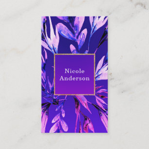 Cartão De Visita Vibrante Roxo Ousado Botânico Aquarela Glamour Chi