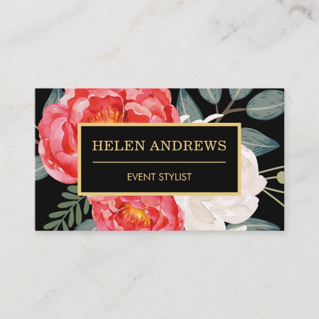 Cartão De Visita Vibrantes Vermelhas Vintage / Fritual Botânico (Frente)