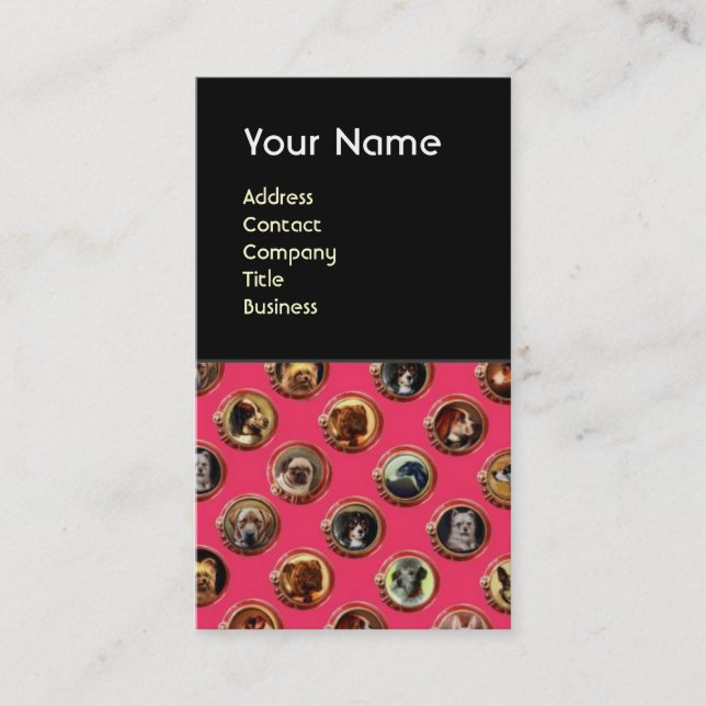 Cartão De Visita VICTORIANOS/RETRATOS DE CACHORRO MINIATURA,Rosa (Frente)