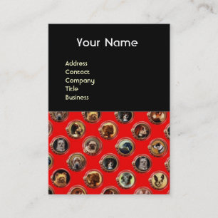 Cartão De Visita VICTORIANOS/RETRATOS DE CACHORRO MINIATURAS,Vermel