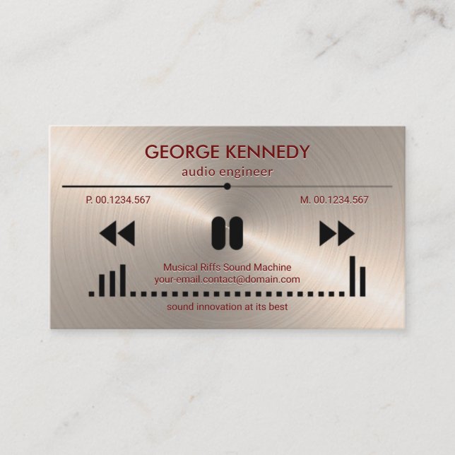 Cartão De Visita Vídeo de áudio Faux Silver Cartas DJ (Frente)