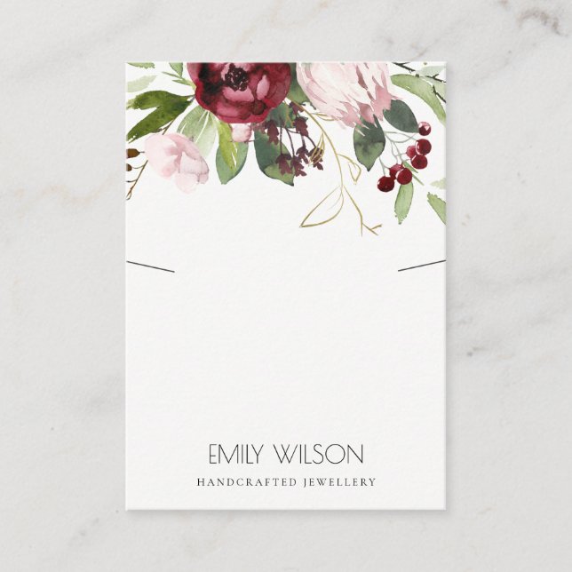 CARTÃO DE VISITA VÍDEO DE BURGUNDY PROTEA DE PINCO NEGRO FLORAL (Frente)