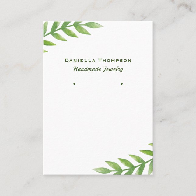 Cartão De Visita Vídeo de Gravação de Joias de Aquarela Verde (Frente)