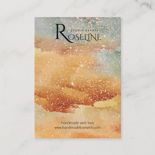 Cartão De Visita Vídeo de joia azul dourada dourada (Frente)