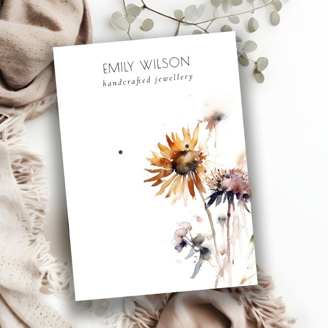 Cartão De Visita Vídeo de Vestígios de Aquarela Seca de Flor Selvag (Criador carregado)