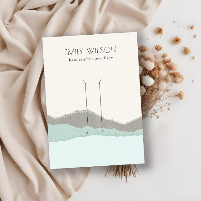 Cartão De Visita Vídeo do Clipe de Onda de Pastel Aqua Kraft Mounta (Criador carregado)