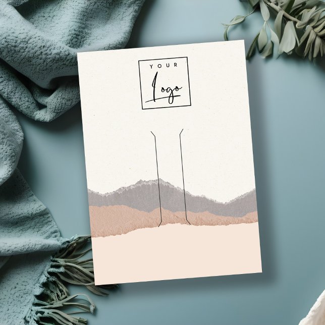 Cartão De Visita Vídeo do Clipe de Onda do Pastel Blush Kraft Mount (Criador carregado)