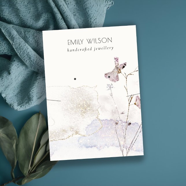 Cartão De Visita Vídeo do Colar das Flores Pressionadas com Glitter (Criador carregado)