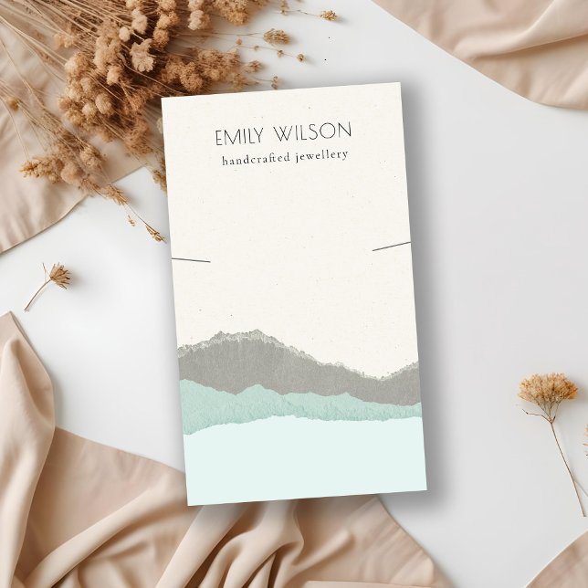 Cartão De Visita Vídeo do Colar das Ondas de Pastel Aqua Kraft Moun (Criador carregado)