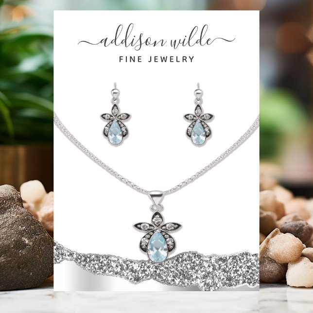 Cartão De Visita Vídeo do colar de colar de diamante de prata (Criador carregado)