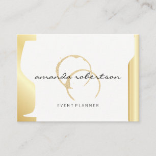 Cartão De Visita Vidro de garrafa metálico Dourado do vinho da