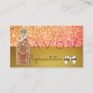 Cartão De Visita Vidro de ouro rosa do logotipo Avon Instagram