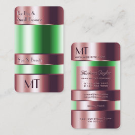 Cartão De Visita Vidro Dourado rosa pode verde líquido com iniciais