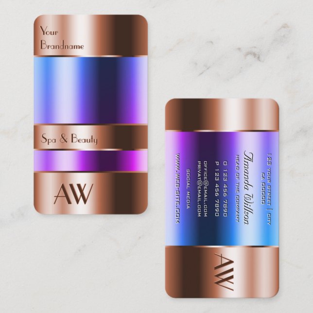 Cartão De Visita Vidro Nobre De Cobre Pode Parecer Líquidos Azuis I (Frente/Verso)