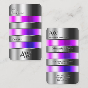 Cartão De Visita Vidro prateado, com aparência rosa, fluidos roxos