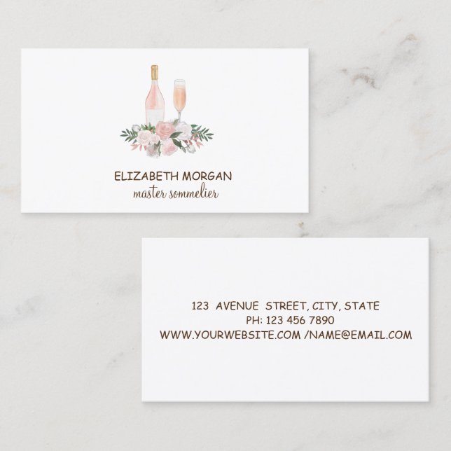 Cartão De Visita Vidro Profissional, Garrafa, Flores (Frente/Verso)